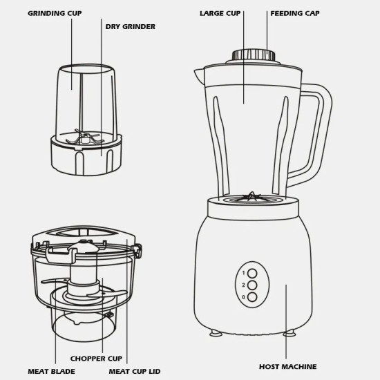 Blender/Grinder/Mincer 3in - DSP 350W 1.8L Blender/Grinder/Mincer 3in - DSP 350W 1.8L