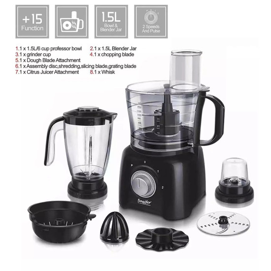 Food Processor 9 in 1 - Sonifer 400W 1.5L Food Processor 9 in 1 - Sonifer 400W 1.5L