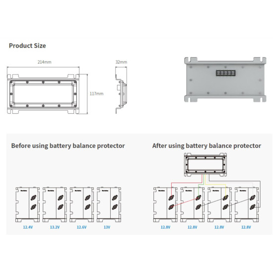 Battery Balance Protector For 12V Life PO4 Batteries (Blue Carbon)