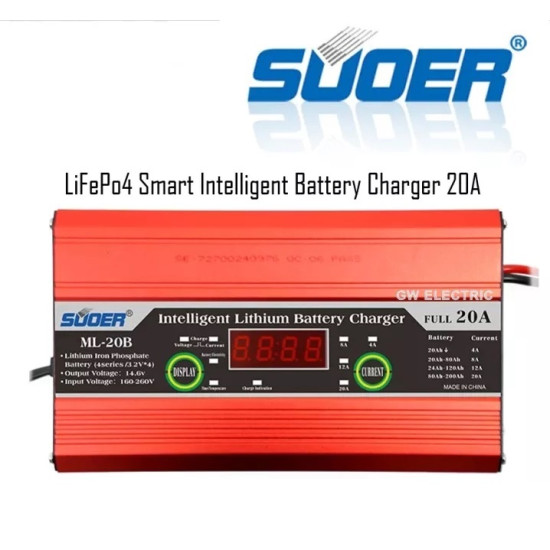 Battery Charger (Smart - Intelligent) for Lithium - SUOER 14.6V 20A Battery Charger (Smart - Intelligent) for Lithium - SUOER 14.6V 20A