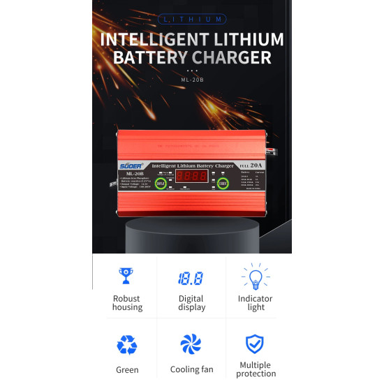 Battery Charger (Smart - Intelligent) for Lithium - SUOER 14.6V 20A Battery Charger (Smart - Intelligent) for Lithium - SUOER 14.6V 20A