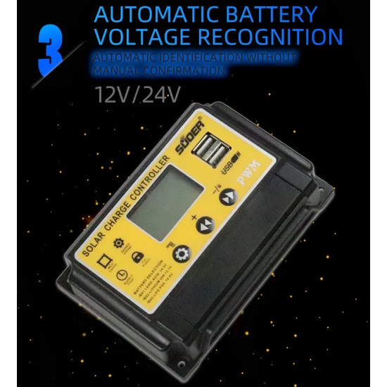 Solar Charge Controller PWM - SUOER 30A 12V/24V Solar Charge Controller PWM - SUOER 30A 12V/24V