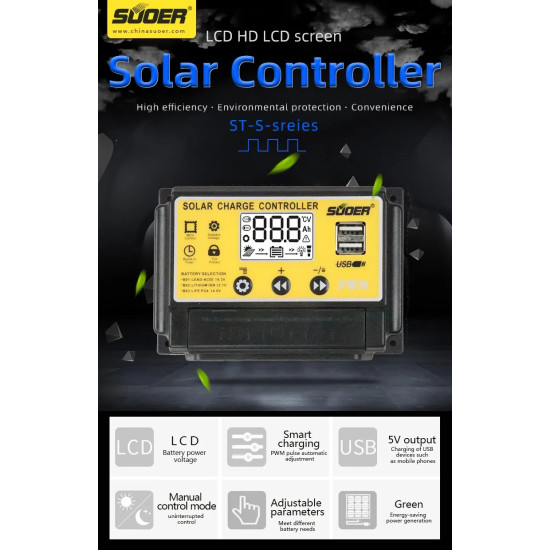 Solar Charge Controller PWM - SUOER 30A 12V/24V Solar Charge Controller PWM - SUOER 30A 12V/24V