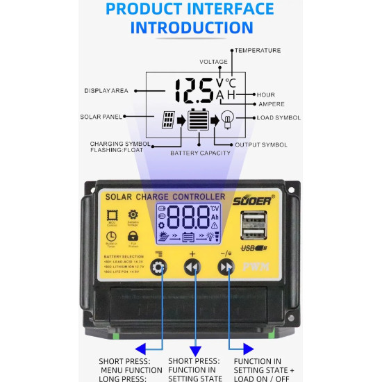 Solar Charge Controller PWM - SUOER 30A 12V/24V Solar Charge Controller PWM - SUOER 30A 12V/24V